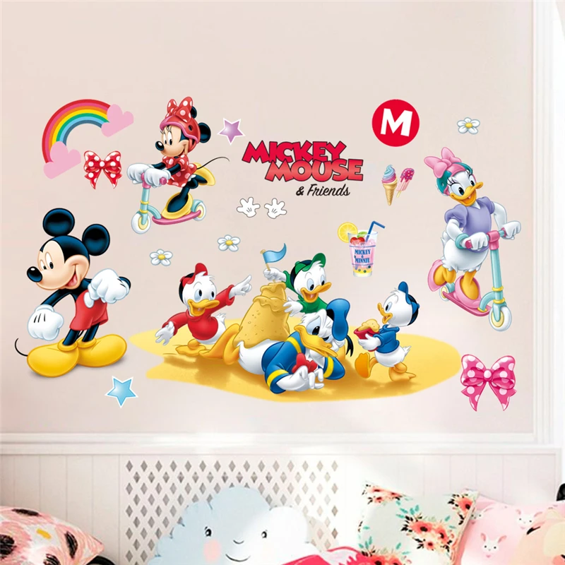 Настенные наклейки для детей disney mickey Минни утки детские комнаты домашний декор