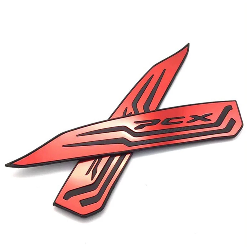 

2 Set Foot Rest Pedal Pads Anti-Slip Accelerator Foot Mats Pads for Honda Pcx 125 150 18-19, Red & Silver