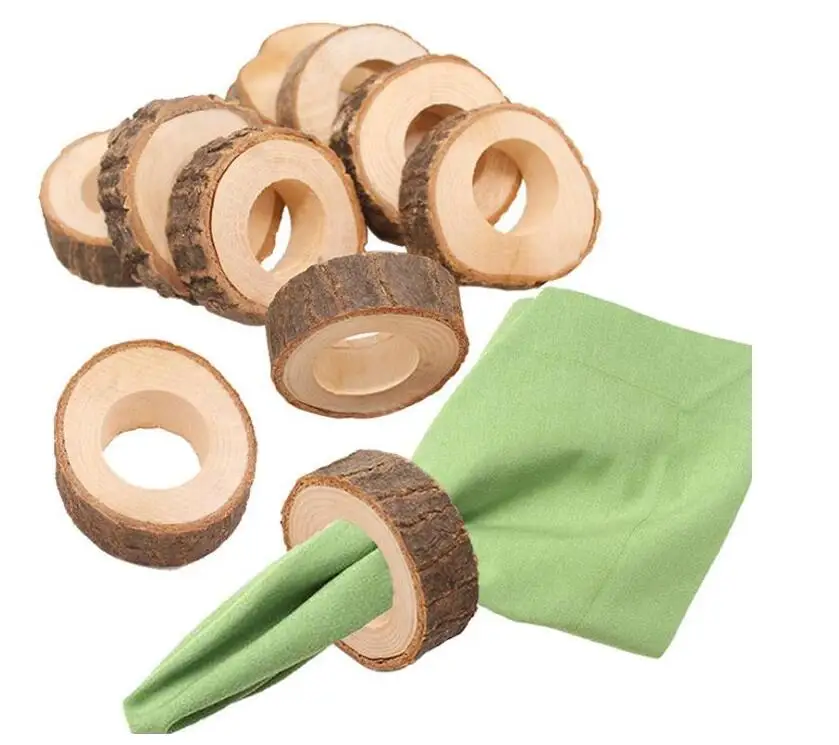 

500PCS Natural Creative Wooden Unfinished Circle Wood Pendants Napkin Ring for Craft Making Hotel Table DIY Projects Wedding
