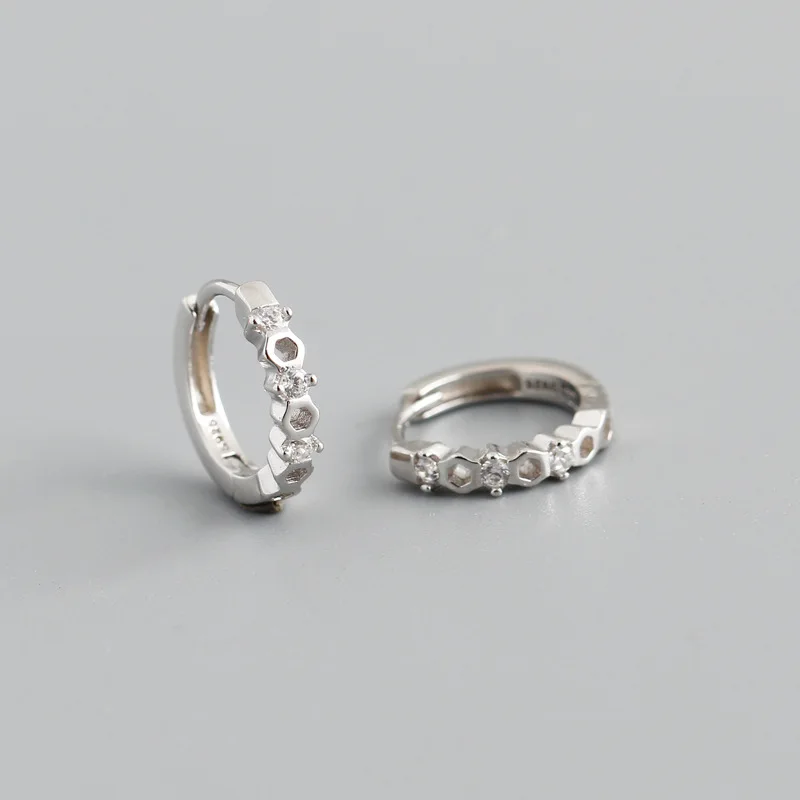 Серьги-кольца из серебра 925 пробы с цирконом в стиле хип-хоп | Украшения и