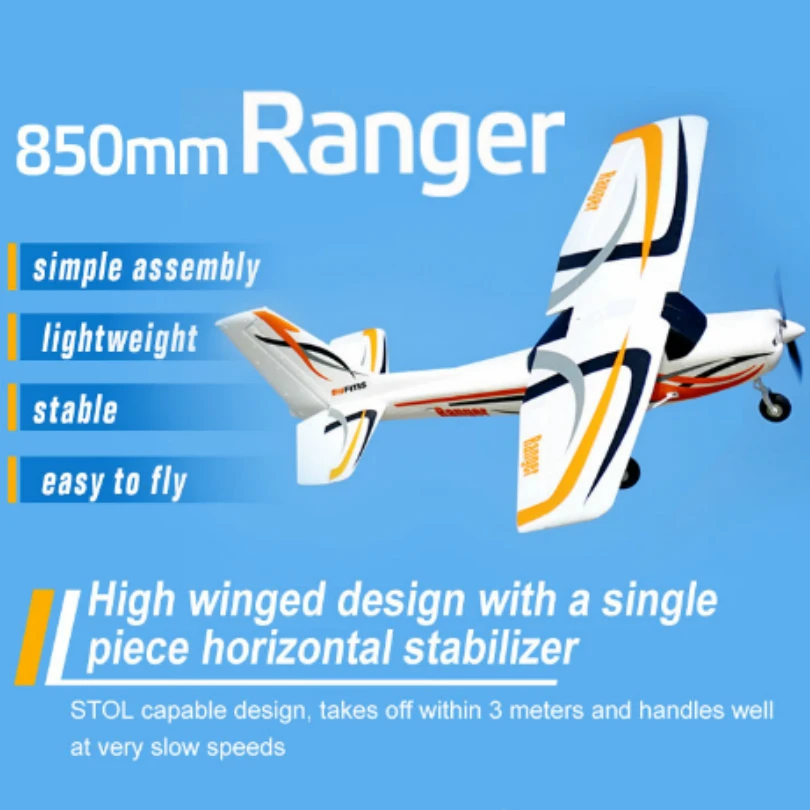 FMS 850 мм рейнджер тренажер для начинающих RC самолет 4 канала 3S прочный EPO PNP модель