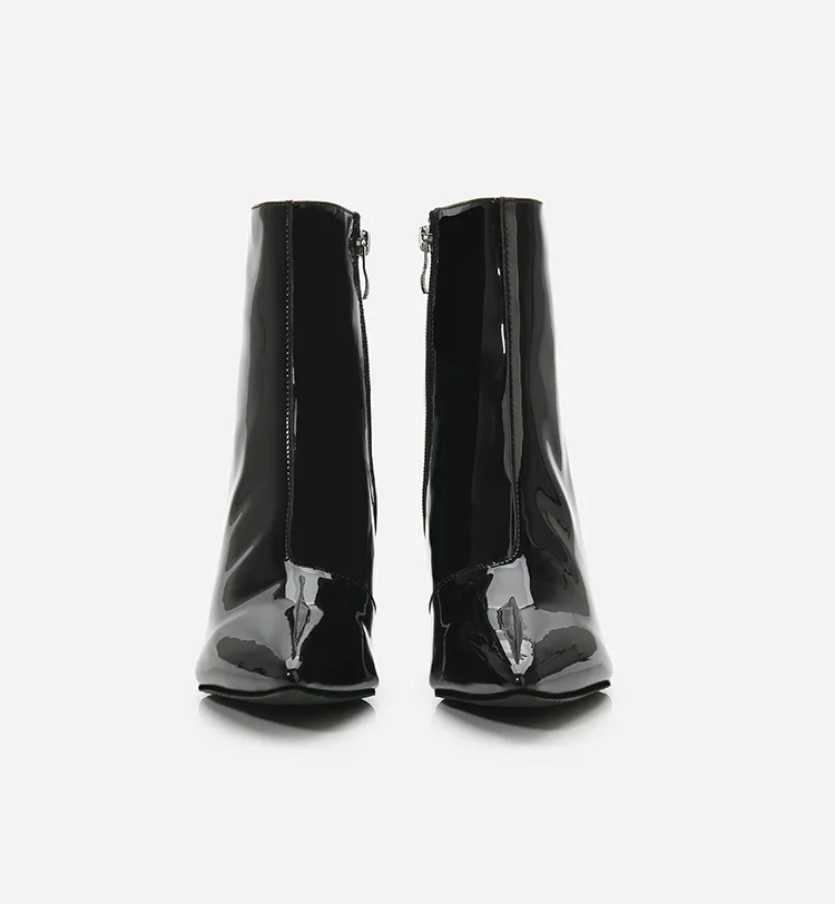 Высокие короткие ботинки в английском стиле; удобные ботильоны - Цвет: Black with fur