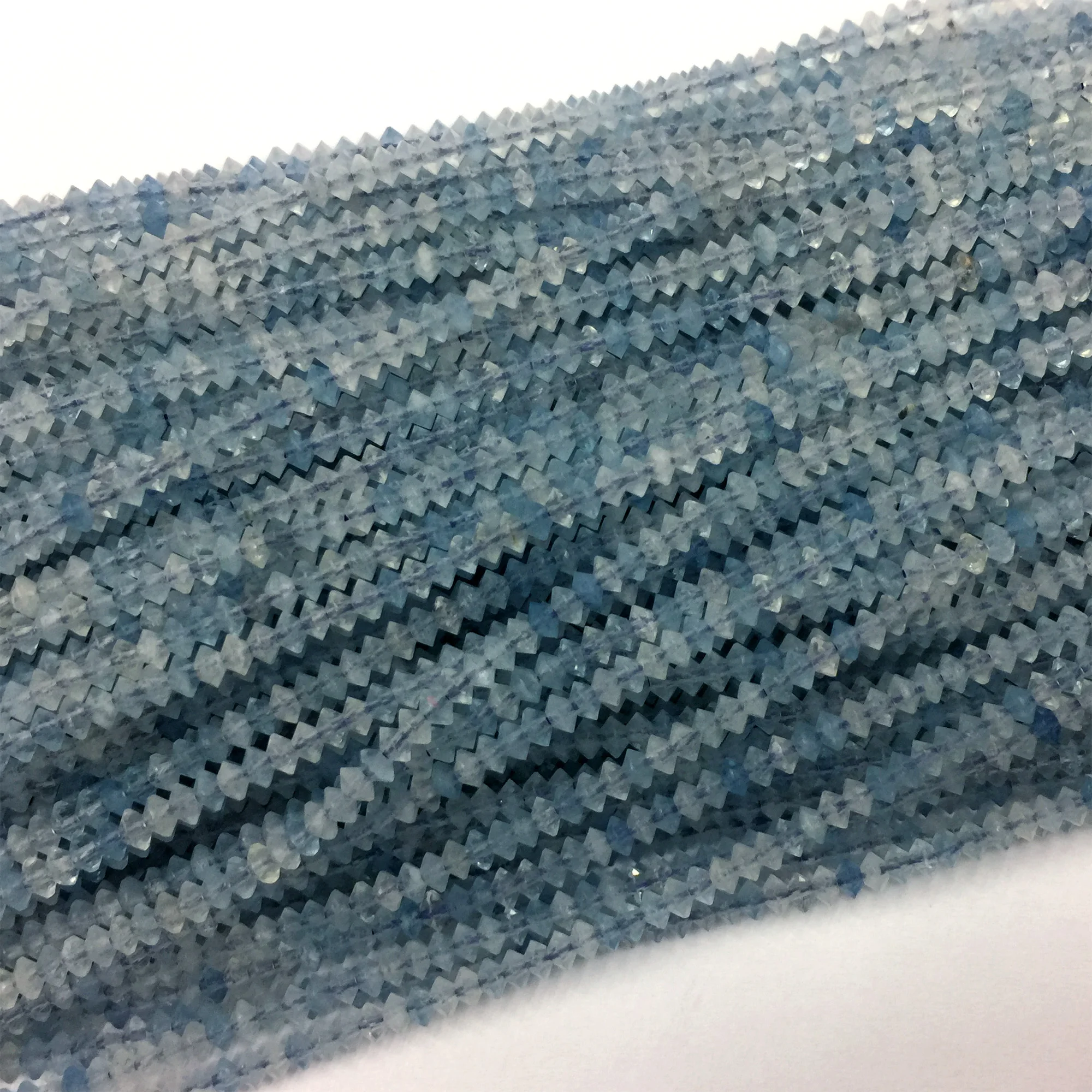 

Genuine Natural Blue Aquamarine Faceted Rondelle Necklaces or Bracelets Small Beads 2x3mm 15" 06108