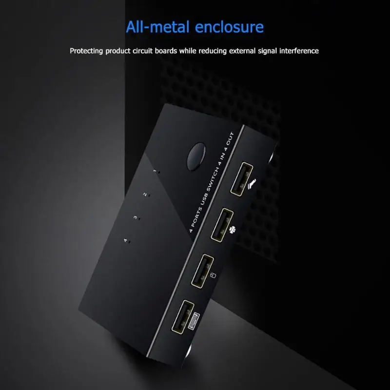 USB KVM переключатель коробка 4 порта 2 0 коммутатор офисный ПК разделяющий сплиттер