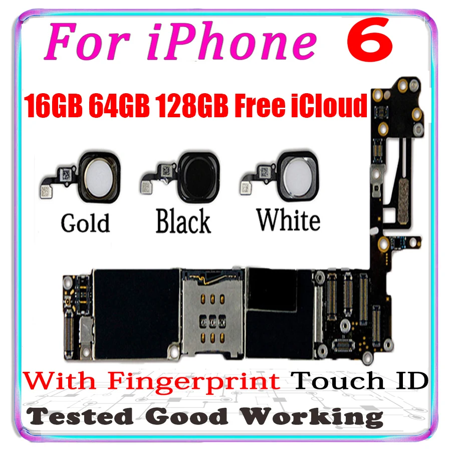Бесплатный iCloud для iPhone 6 4 7 &quotматеринская плата с Touch ID материнская черная белая