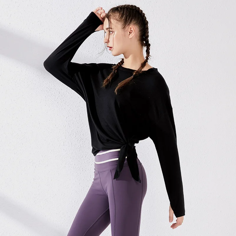 

Women Loose Sport Shirt Hollow Out Yoga Tops Quick Dry Long Sleeve Forked T-Shirt Elastic Gym Fitness Running Tops Blouse Female