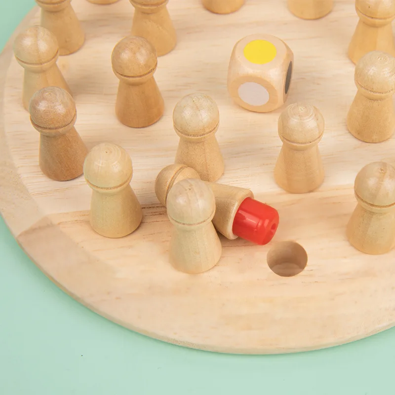 Juego de ajedrez de madera para ni&ntilde;os, juego de mesa de Color divertido, rompecabezas educativo, capacidad cognitiva, juguetes de aprendizaje-4