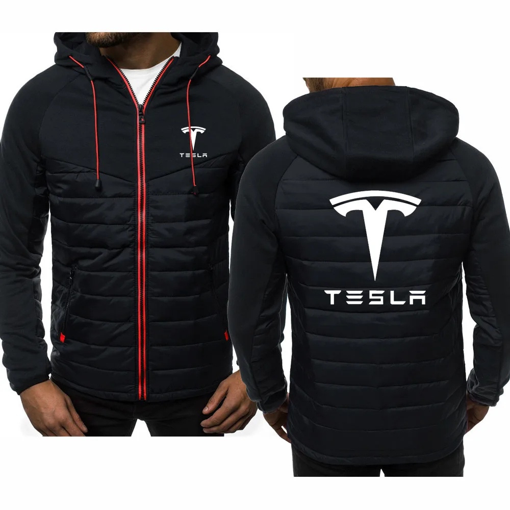 2020 new Hoodies Men Tesla Car Logo Print Casual Long Sleeve Hooded Sweatshirts Mens zipper Jacket Man Hoody Clothing