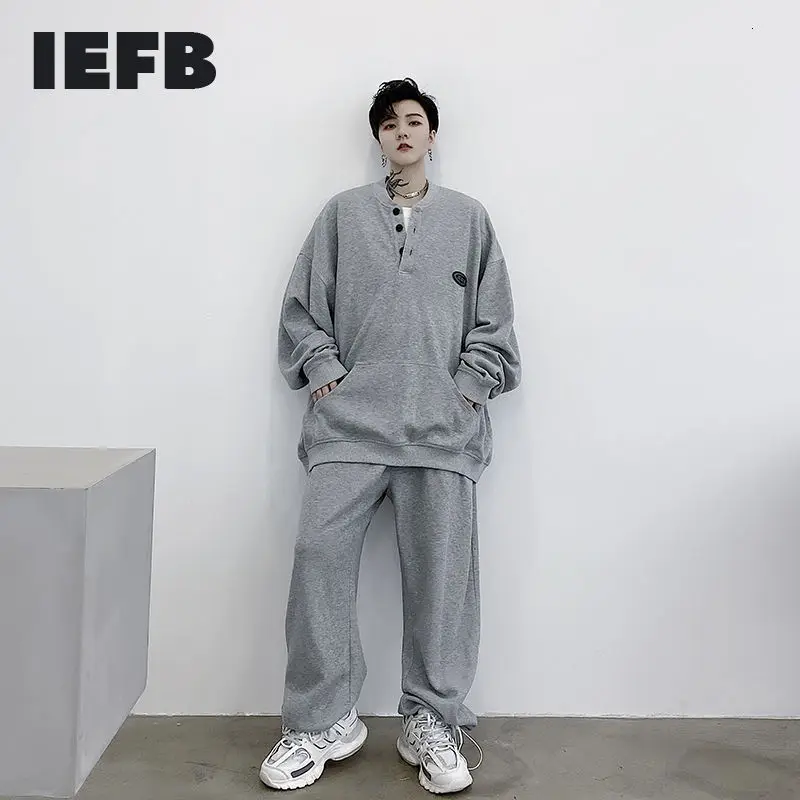 Комплект одежды IEFB мужской из двух предметов Свободный пуловер с длинным рукавом