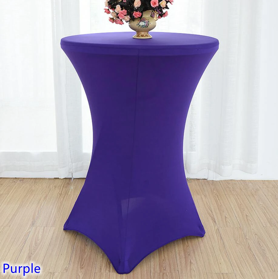 Фиолетовый цвет чехол для стола из спандекса Коктейльная скатерть лайкра