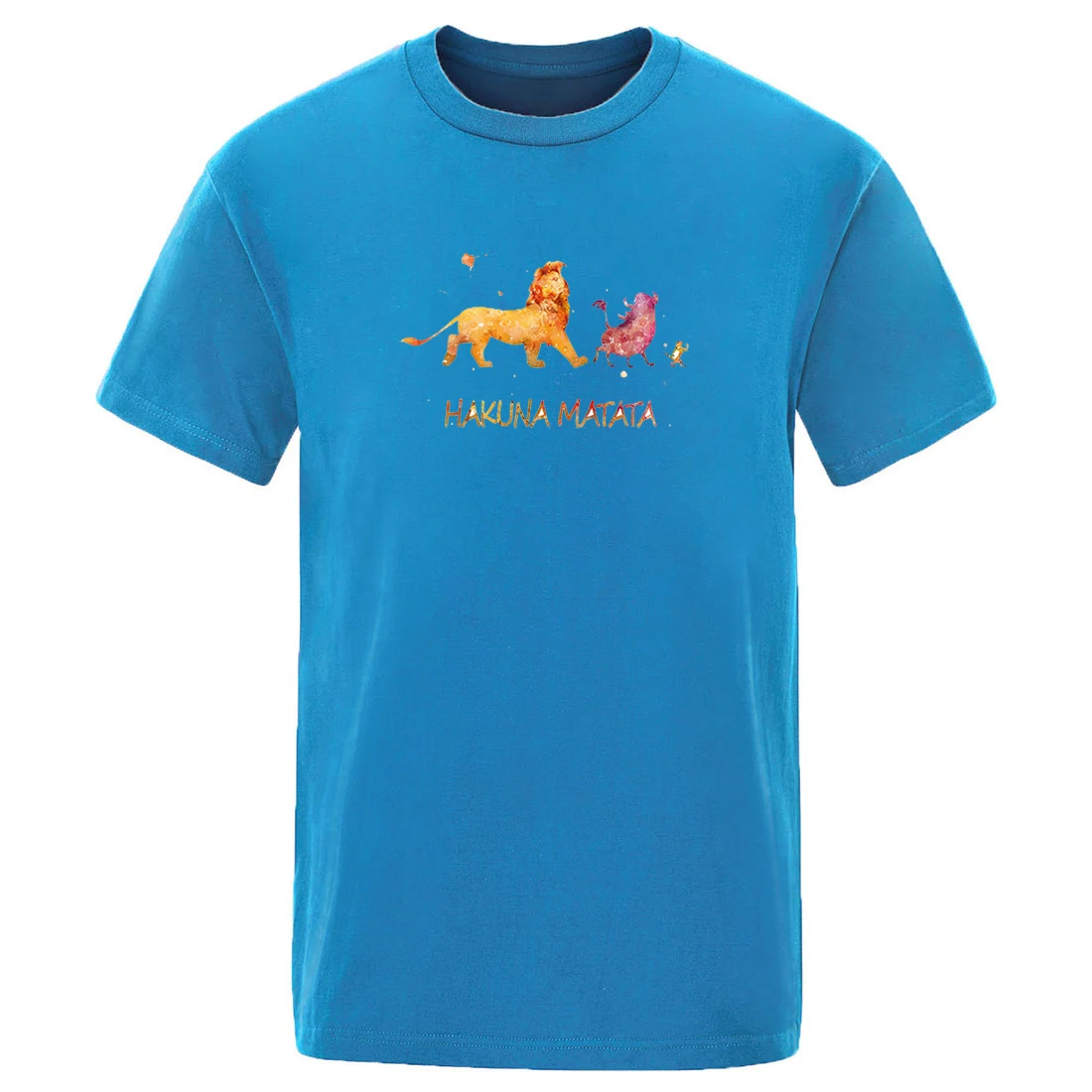 

Funny Cartoon print high quality tee shirts The Lion King man short sleeve 2020 summer crew neck t-shirts solid color Anime tops