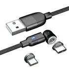 Магнитное зарядное устройство Micro USB Type-C кабель с поворотом на 540 градусов для Android Xiaomi Samsung зарядный Дата-кабель со светодиодным индикатором 12 м