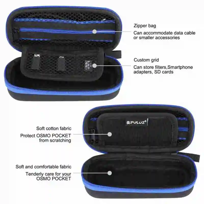PULUZ портативный мини-чехол из искусственной кожи на молнии сетчатый чехол для