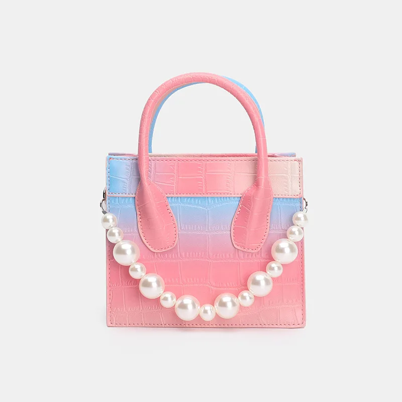 

Bags for Women 2021 New Fashion Rainbow Gradient Mini Pearl Handheld Single Shoulder Messenger Bag Famous Luxury Designer Cc Gg