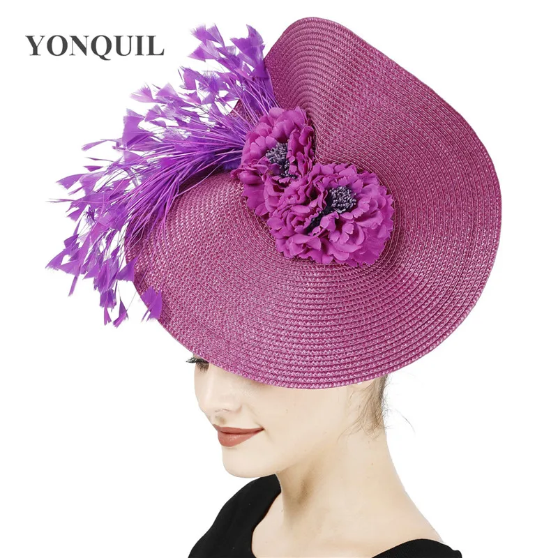 Белый желтый Большие Дерби Перья для волос аксессуары Fascinator невесты Головные