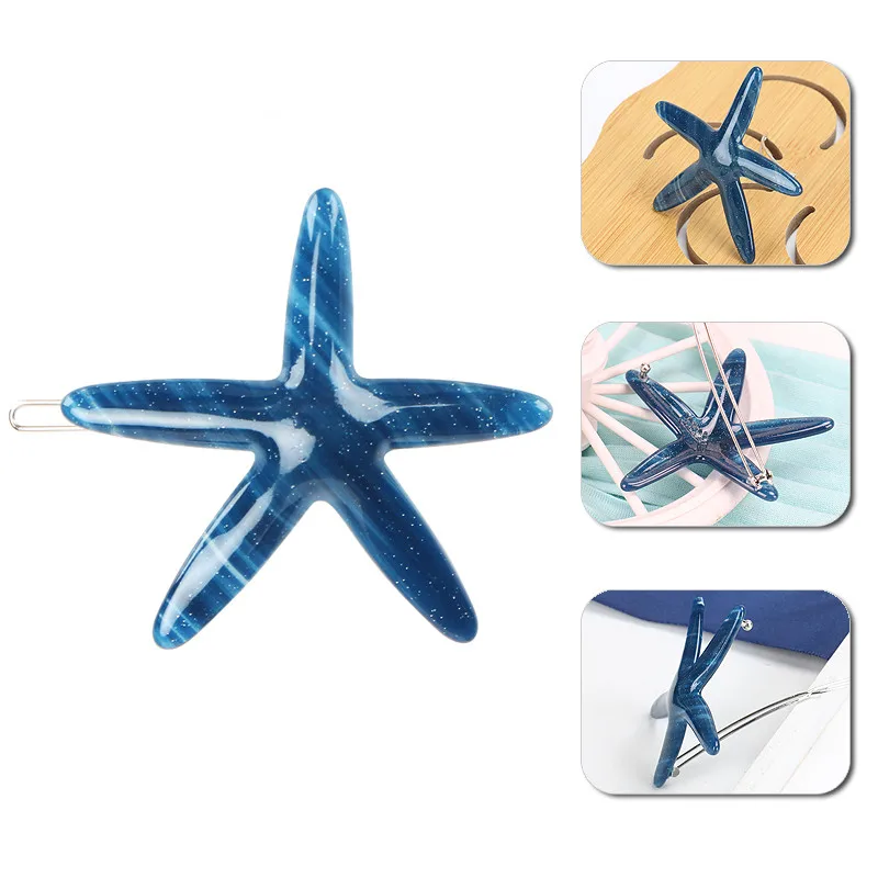 

Lovely Star Hair Clip for Children Simple Cellulose Acetate Starfish Hair Pins for Girls
