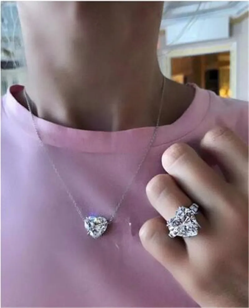 

Heart cut 5ct Topaz Diamond Ring 925 sterling silver Jewelry Engagement Wedding band Rings for Women Bridal Fine Party accessory