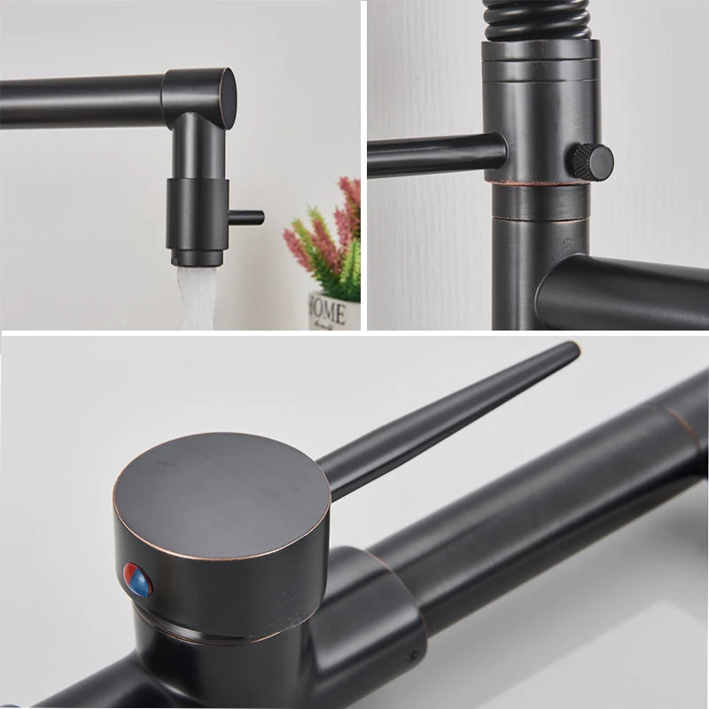 Современный черный пружинный смеситель для кухонной раковины 360 градусов