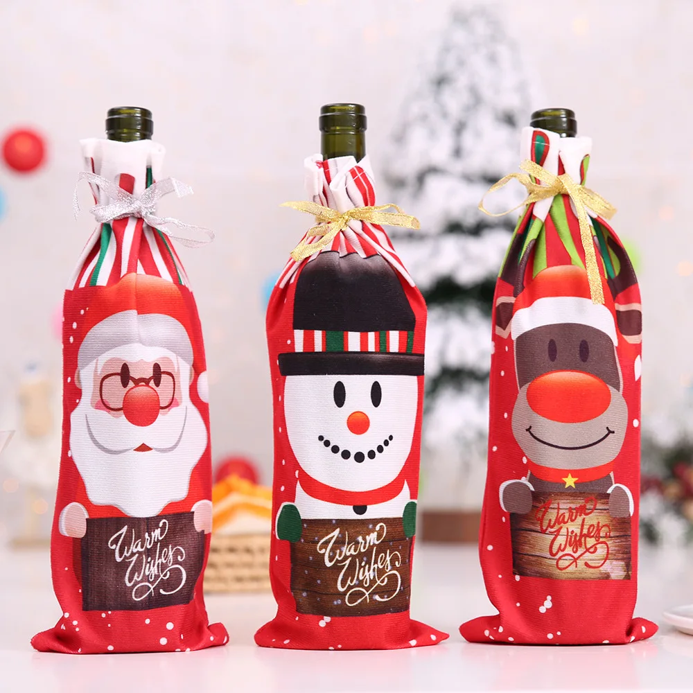 

Christmas Wine Bottle Cover Merry Christmas Decorations For Home 2021 Christmas Ornament New Year 2022 Xmas Navidad Gifts