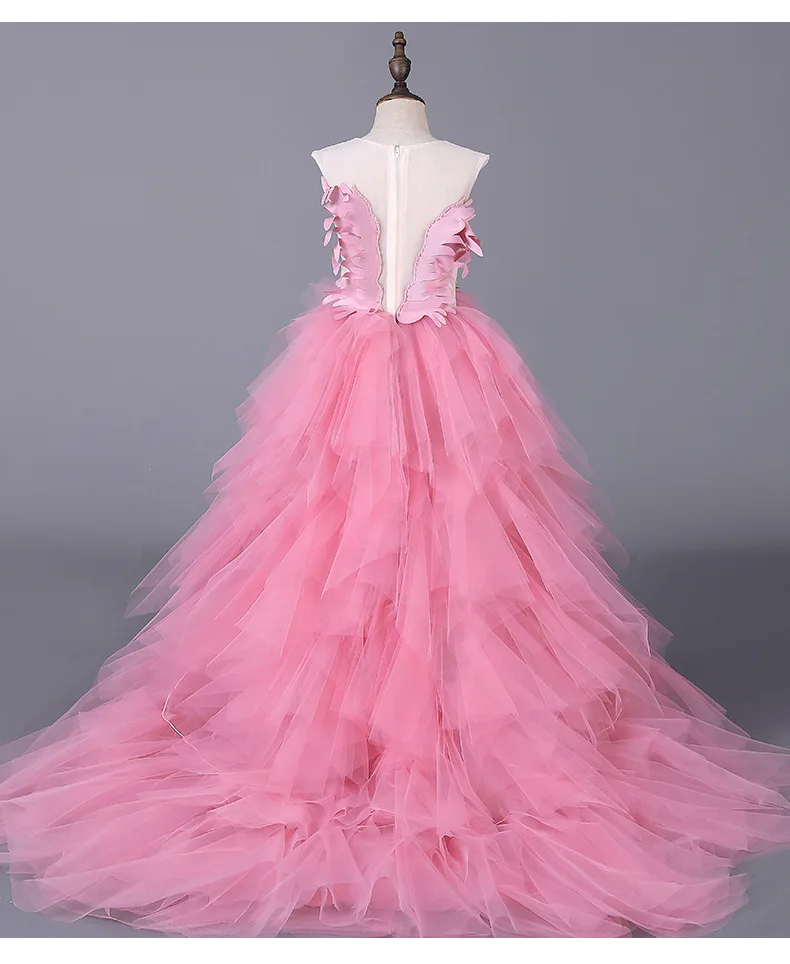 Детское платье с фламинго для девочек длинное вечернее принцессы на свадьбу