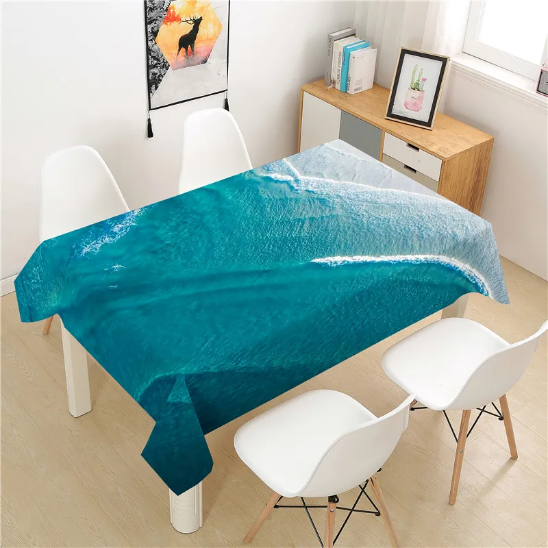 

Beautiful Sea Tablecloth polyester Hotel Picnic Table Rectangular Table Covers Home Dining Tea Table Decoration