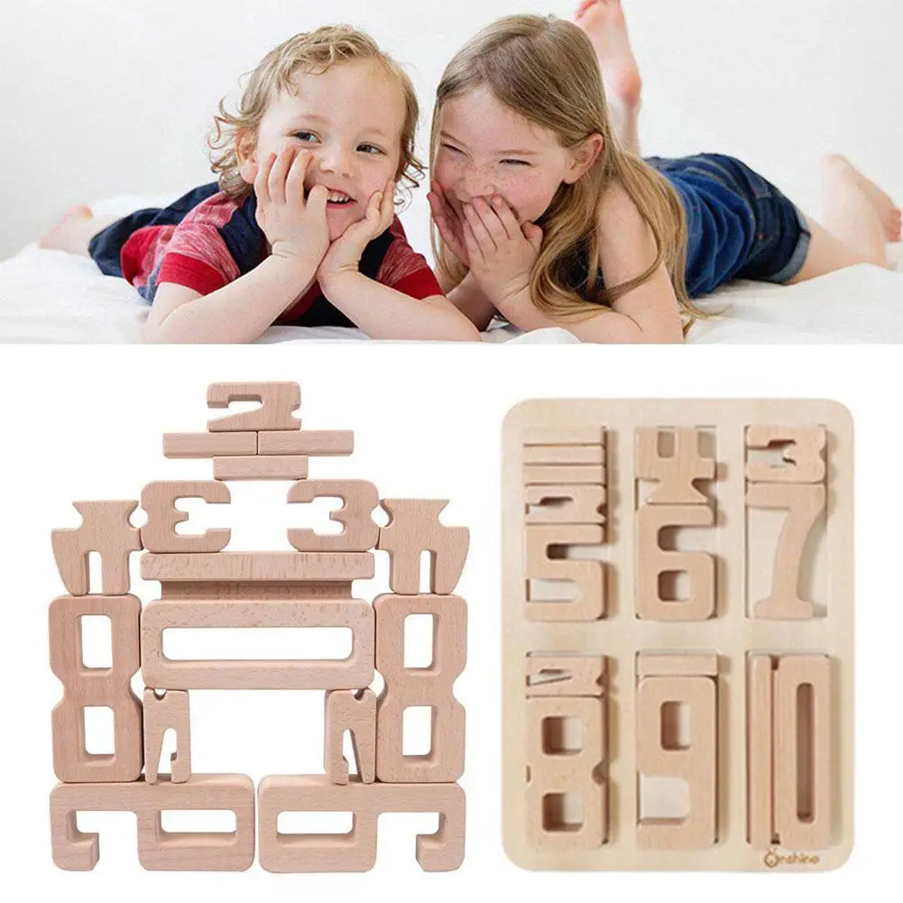 

Math Digital Toys Number Building Blocks Wooden Baby Balance Block Jenga Toy Montessori Educational Natural Wood Toys