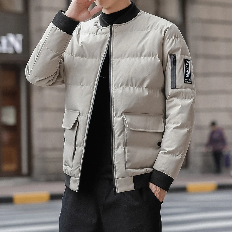 Для мужчин с Бейсбольным воротником Теплая стеганая хлопковая куртка со стоячим