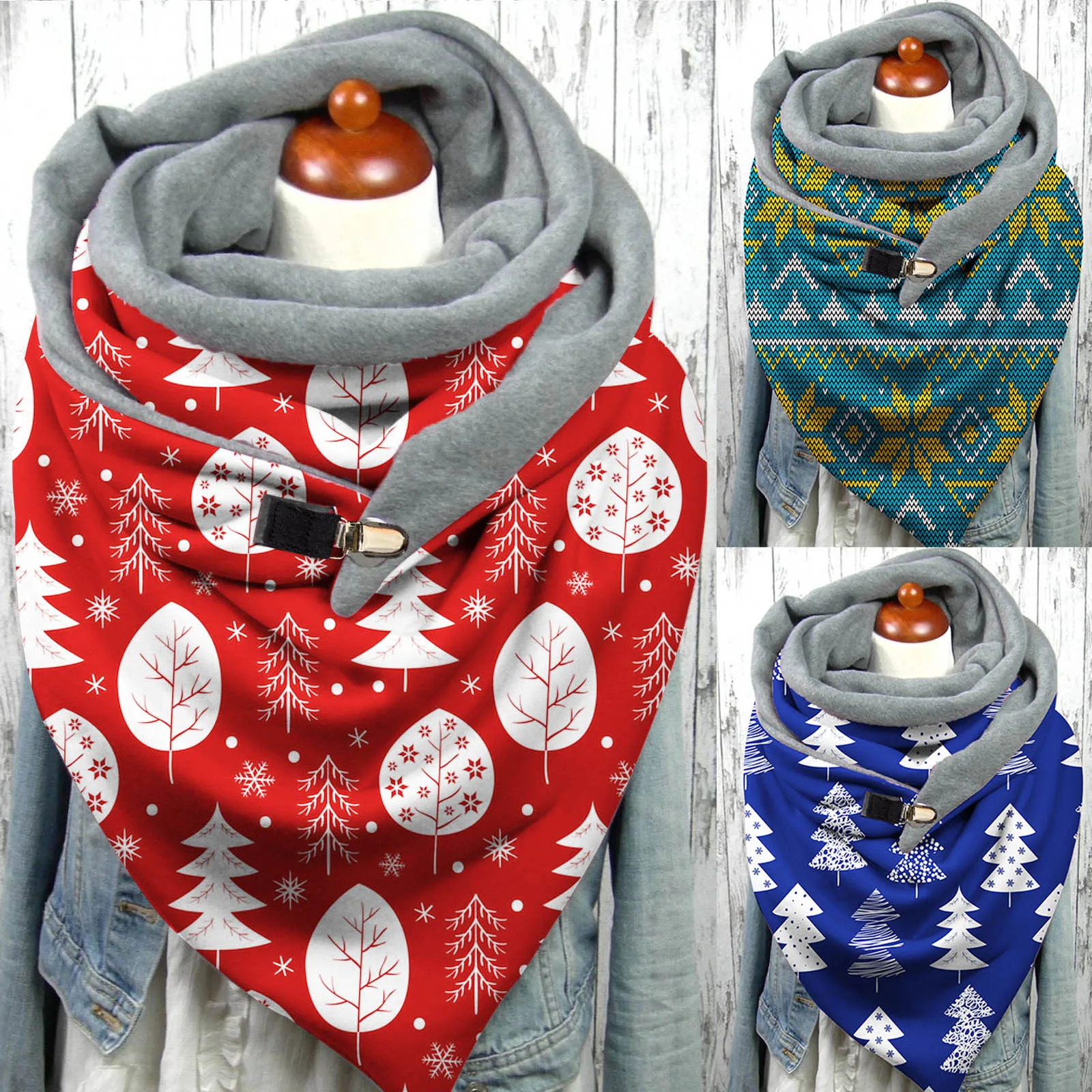 

Женский шарф, зимний мягкий шарф на пуговицах с принтом, повседневные теплые шарфы, шали, женские шарфы