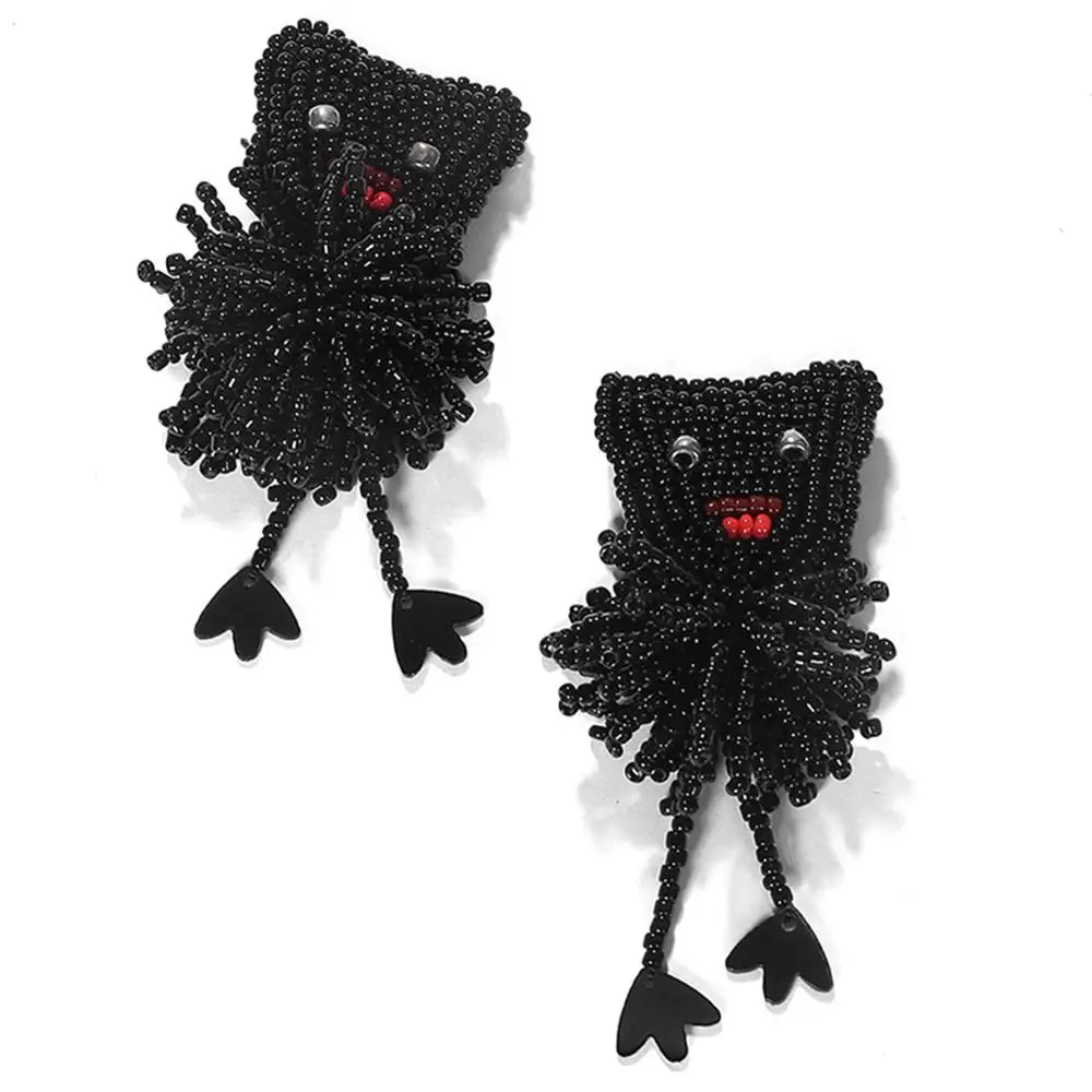 Cat Black 45 Лучшие женские модные висячие серьги из бисера для женщин, все ручной работы, свадебные массивные украшения, вечерние висячие серьги - Окраска металла: Cat Black 45