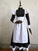 black woman classic maid dress vintage british style oversized cosplay dress 2021 pearl line coffee maid cos animation clothing