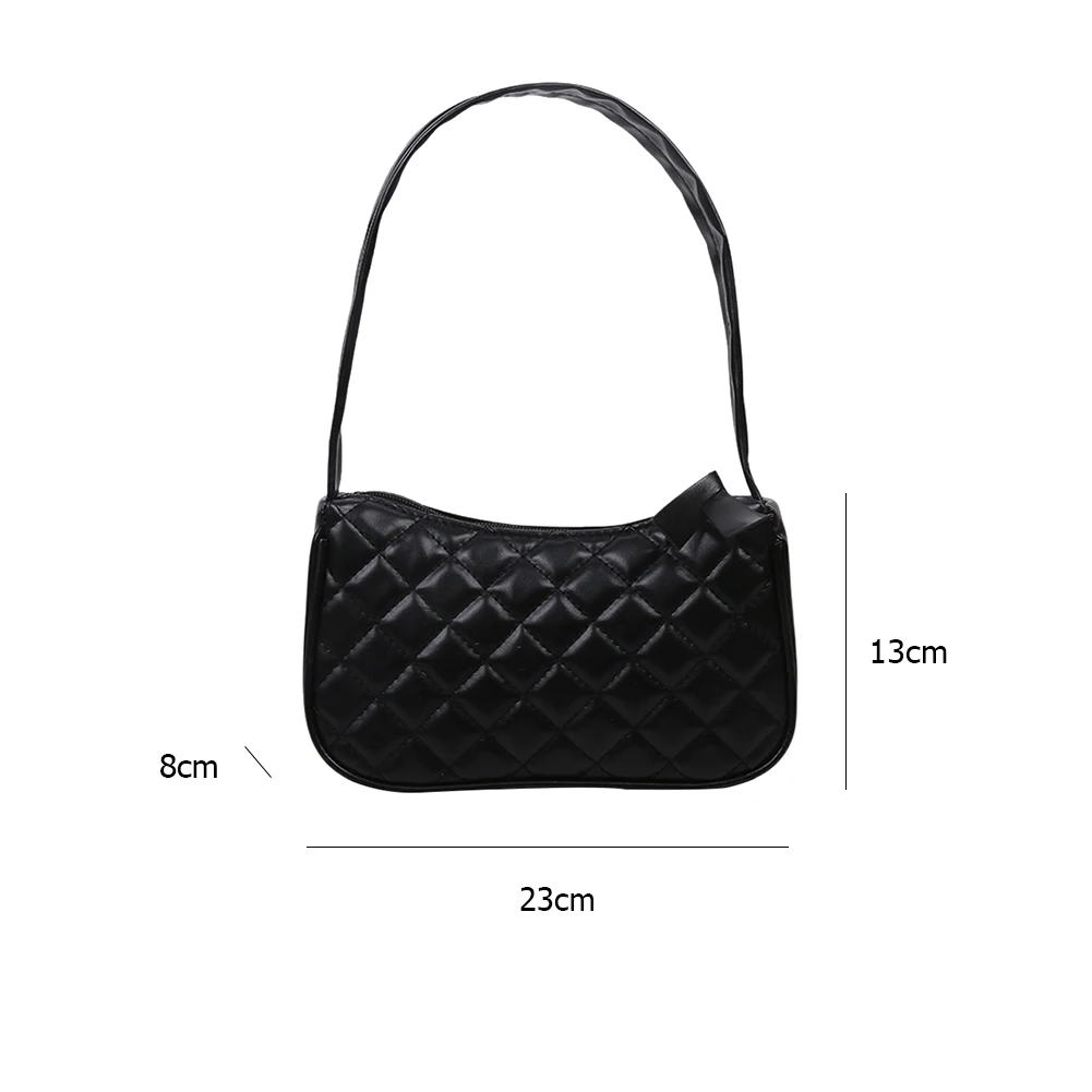 

Fashion Lattice Pattern Shoulder Underarm Bag For Women PU Leather Casual Handbags Ladies Travel Solid Color Portable Totes Bags