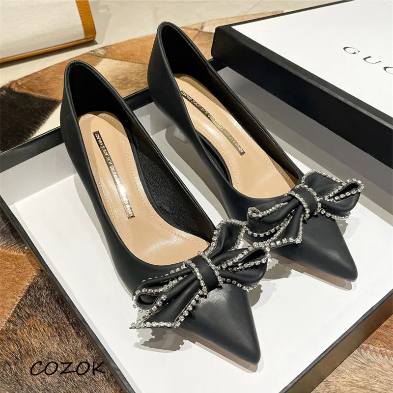 

Женские туфли на высоком каблуке, повседневные Элегантные туфли в Корейском стиле с кристаллами, 2021