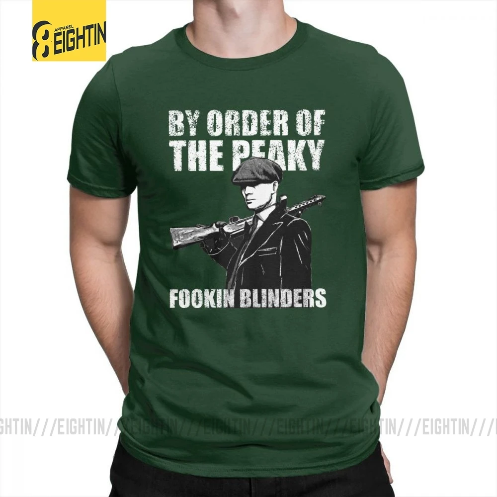 Футболки The Peaky Fookin blinds, хлопок, короткий рукав, круглый вырез, одежда для мужчин, футболки, винтажные, уникальные, 4XL, футболка - Цвет: Forest Green