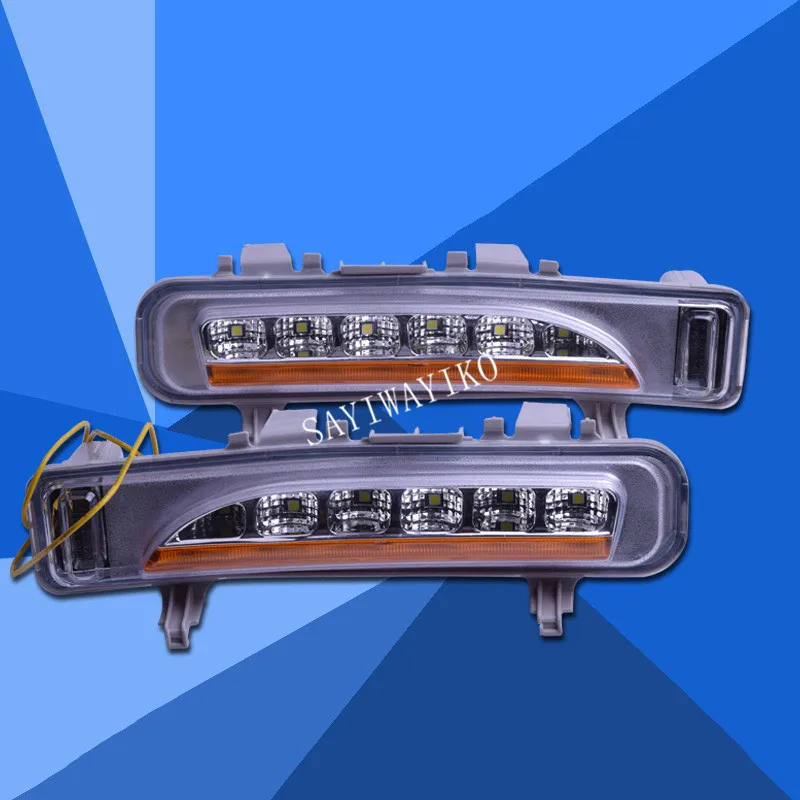 

2PCS Car LED For Ford Edge 2009~2014 Daytime Running Light DRL LED Fog Lamp Cover With Yellow Turning Signal Functions