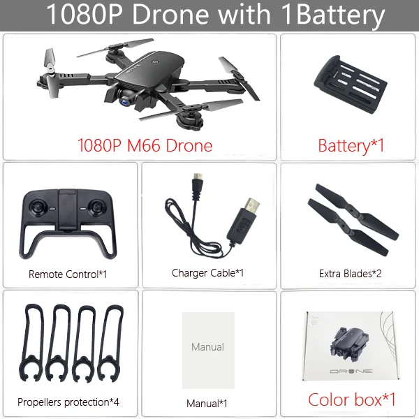 LAUMOX M66 RC Drone with 4K Camera Drone Wide Angle Optical Flow Positioning Gesture Photo Wifi FPV Foldable Quadcopter Vs E58 - Цвет: 1080P 1B BX Black