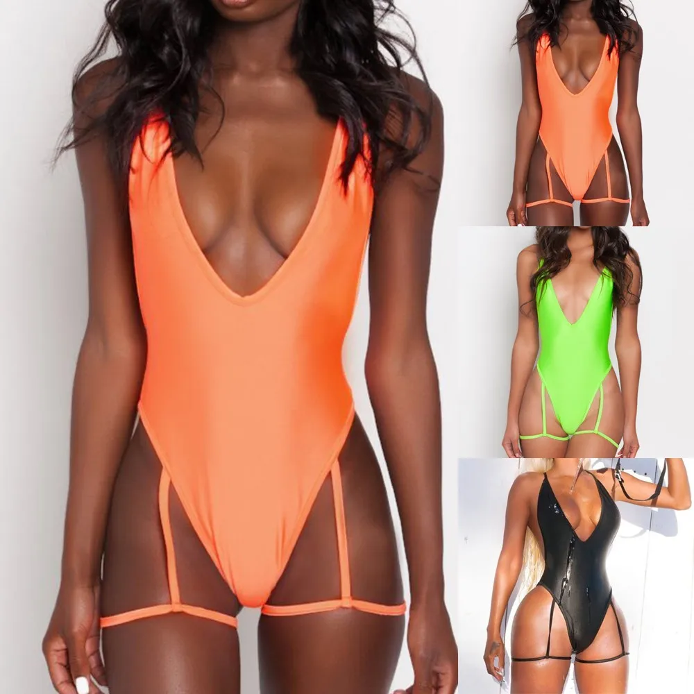 

Sexy Women Bikini High Cut Thong Leotard Bodysuit Swimwear Swimsuit Lingerie Swimsuit Female Bathing Suit Push Up Bikini Set Bea
