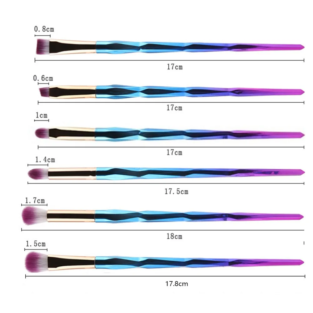 7 шт алмазные голубые кисти для макияжа Набор форма русалки тональный порошок