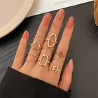 Женское Винтажное кольцо с геометрическим рисунком, золотистого цвета