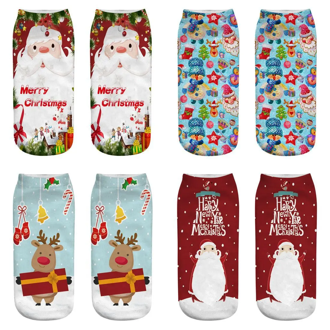 

1Pairs Christmas socks New 3D printing Santa sockss big children new Christmas gift socks unisex One size christmas socks kids