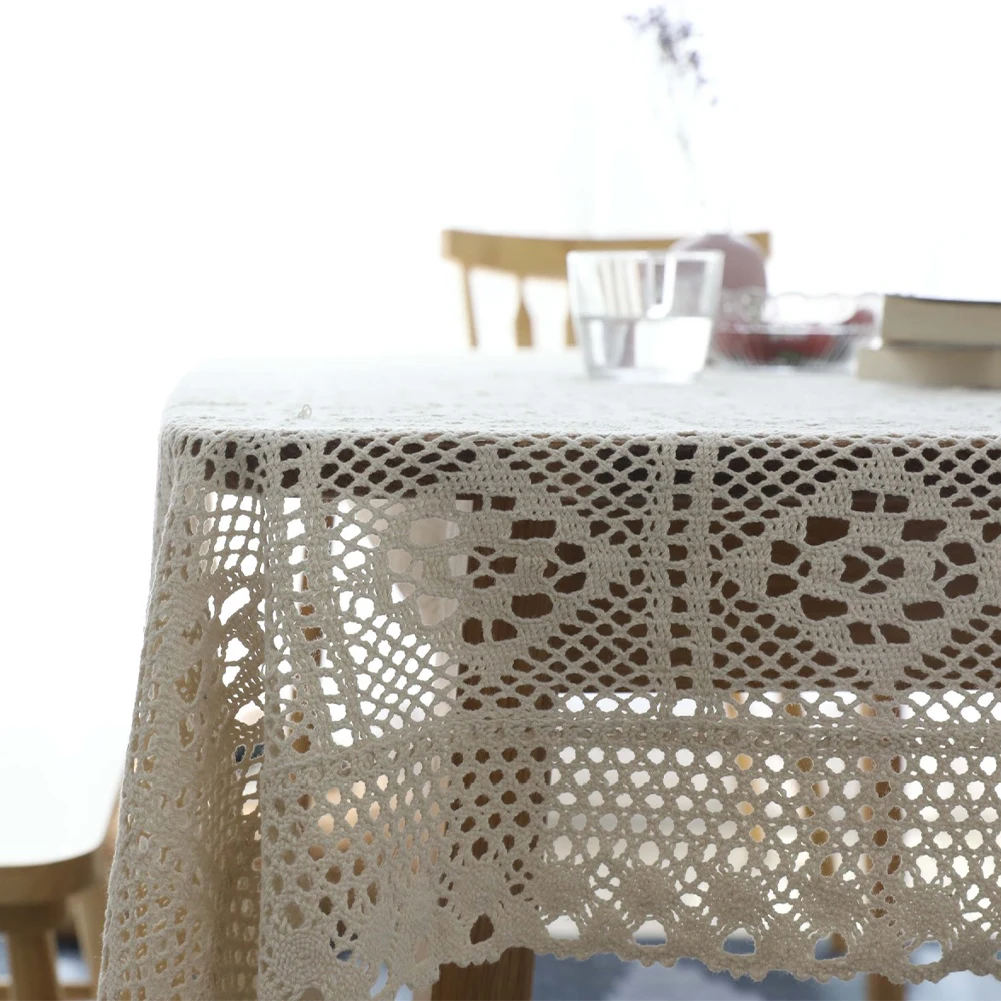 Tassels Tablecloth Hollow Decorative Table Cloth Lace Rectangular For Dining Living Room Kitchen Cafe Decor | Дом и сад