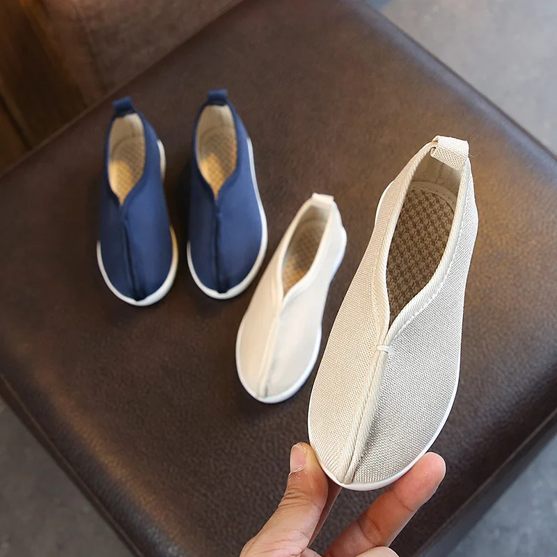 Туфли Hanfu для мальчиков детские тканевые кроссовки обувь с низом из сухожилий