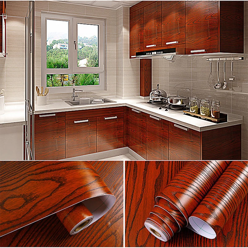 

Waterproof 3D Wood Wallpaper Vinyl Self Adhesive Furniture renovation Decor Wall Stickers For Bedroom Wardrobe Home Improvement