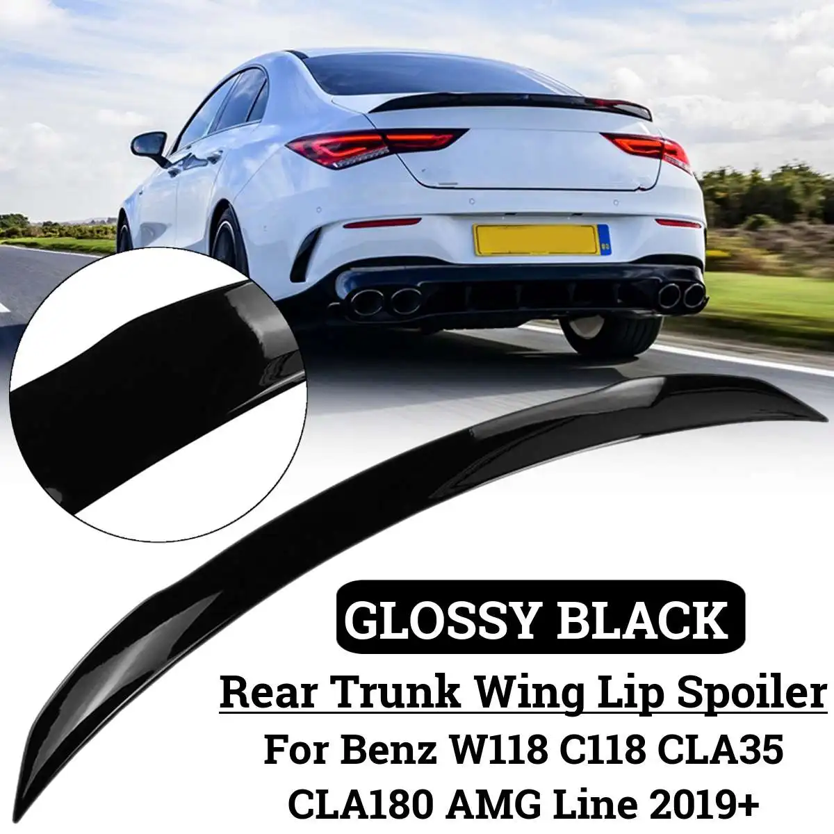

Rear Trunk Spoiler Tail Wing Lip For Mercedes Benz W118 C118 CLA35 CLA180 CLA200 CLA250 CLA45 AMG Line 2019-2021 Glossy Black