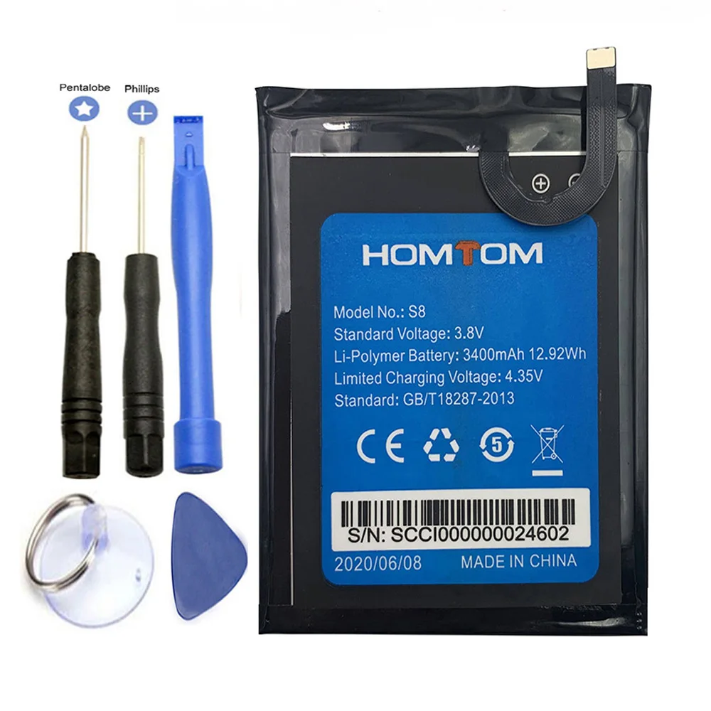 

2pcs/lot S8 Battery Replacement 5.7inch 3400mAh Backup Batteries Replacement For HOMTOMS8 S 8 Smart Phone