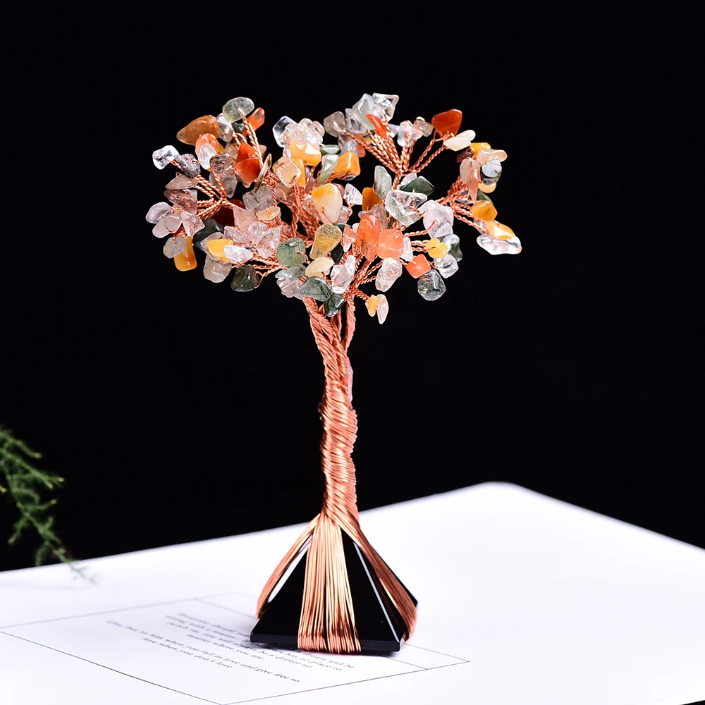 1 шт. обсидиановое искусственное Хрустальное дерево ручной работы медная