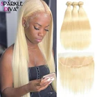 613 пряди Дей с фронтальными бразильскими прямыми волосами пряди Дей с застежкой 40 дюймов Remy светлые человеческие волосы пучки с фронтальной