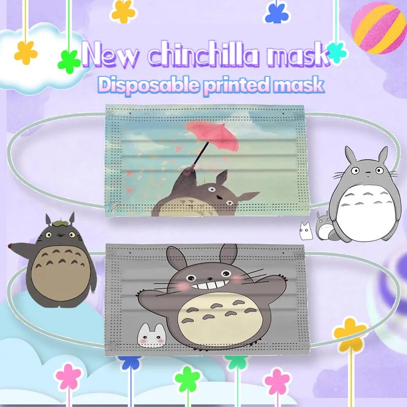 50 шт./пакет с рисованным аниме одноразовая маска для лица 3 слоя из дышащего