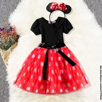 disney girls clothes summer princess dresses flying sleeve kids dress mickey minnie party girls dresses children clothing 1 6y