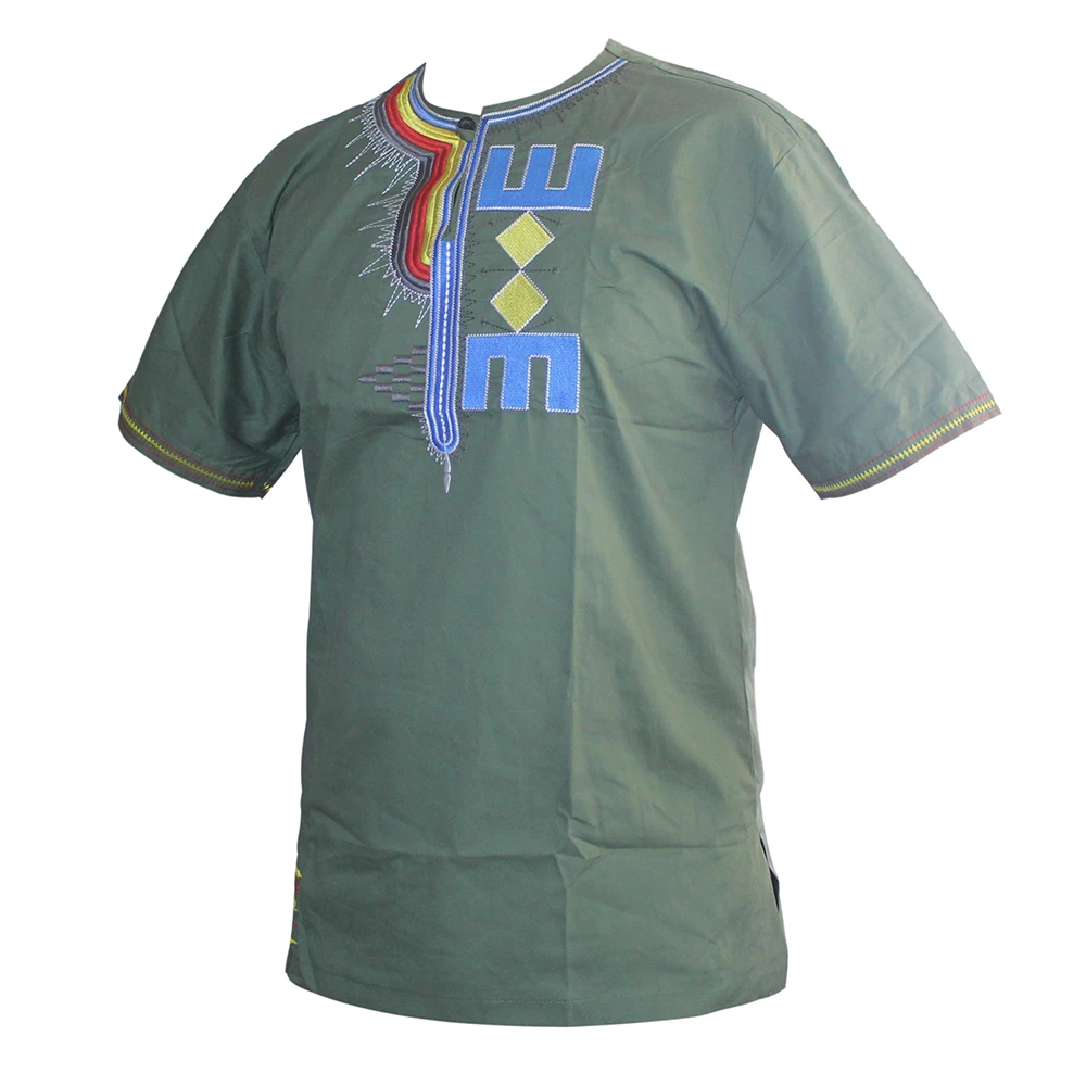 

2019 Men camisas hombre African Embroidered Awesome Colors Traditional Mali Vintage Dashiki Tops