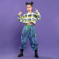 1167 stage outfit hip hop clothes kids girls boys jazz street dance costume black white sweatshirt pink pants hiphop clothing